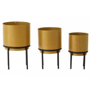 Avento Set Of Three Gold Finish Planters