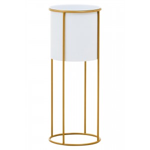 Trosa Large White And Gold Floor Standing Planter