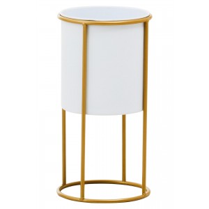 Trosa Small White And Gold Floor Standing Planter