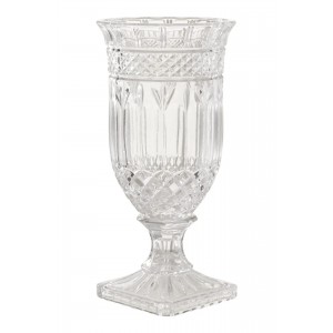 SAVITA CLEAR GLASS SQUARE FOOTED VASE