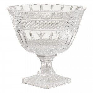 SAVITA CLEAR GLASS FRUIT BOWL WITH SQUARE BASE