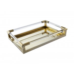 LUCITA RECTANGULAR TRAY IN GOLD