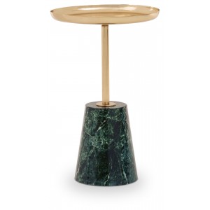 Avola Gold Side Table Green Marble Effect Base