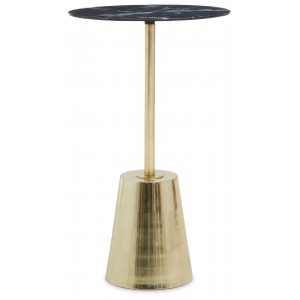 Avola Black Marble Effect Top Gold Base Side Table