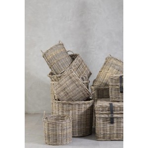 SET OF 4 ARGENTO GREY KUBU RATTEN BASKETS