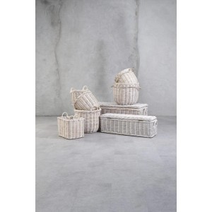 ARGENTO 3 ROUND KUBU RATTAN BASKETS WHITE