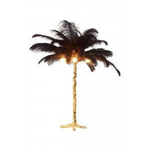 ZENDAYA 80CM TABLE LAMP GOLD BSE / BLK GEN/OSTRICH FEATHERS