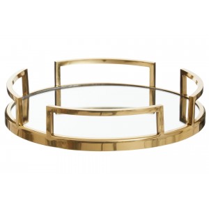 Cruzar Gold Finish Mirrored Tray