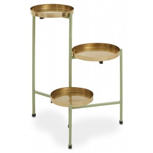 Sabia Green And Gold Three Tiered Plant Stand