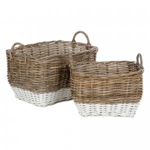 HAMPSTEAD RECTANGLE SET OF 2 RATTAN STORAGE BASKETS