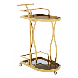 Novo 2 Tier Gold And Wavy Design Trolley