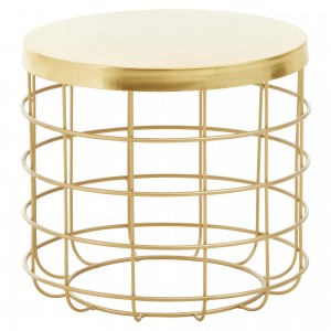 Pali Gold Finish Side Table With Caged Base